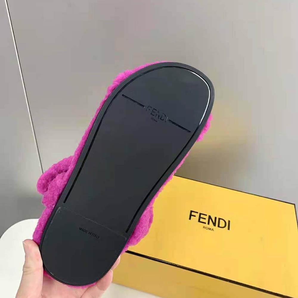 Fendi Women Feel Purple Sheepskin Sandals