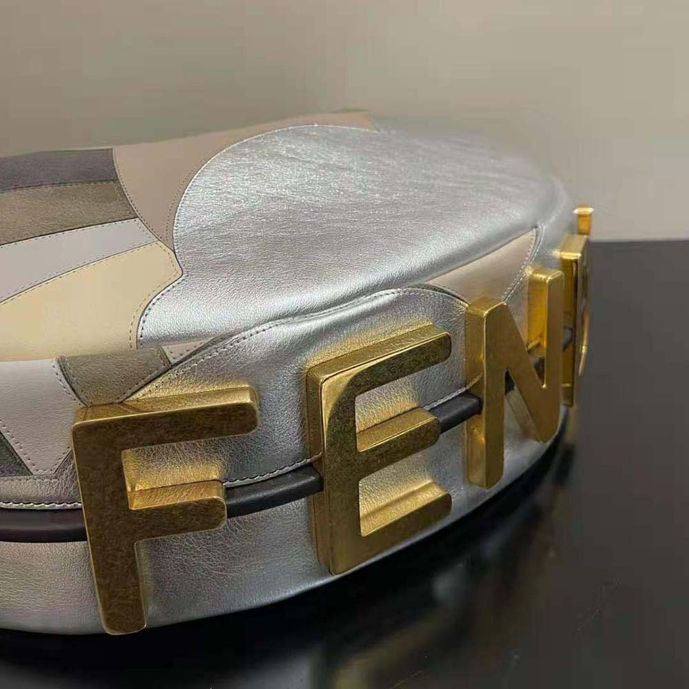 Fendi Women Fendigraphy Medium Leather Bag with Multicolor Inlay