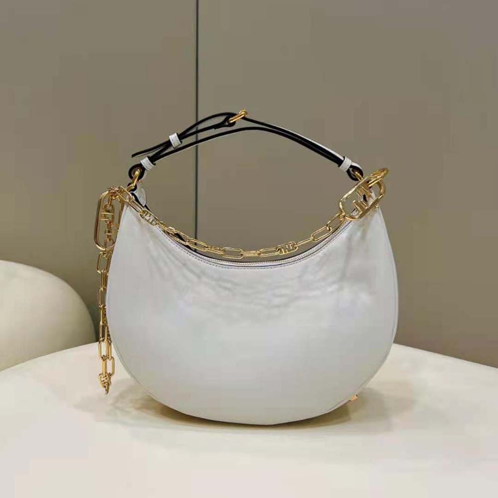 Fendi Women Fendigraphy Small White Leather Bag