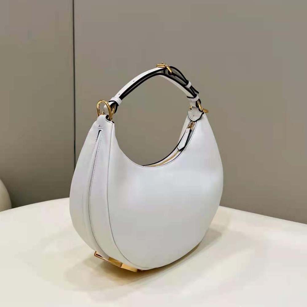 Fendi Women Fendigraphy Small White Leather Bag