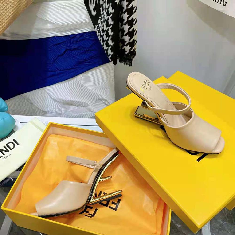 Fendi Women First Pink Leather High-Heeled Sandals