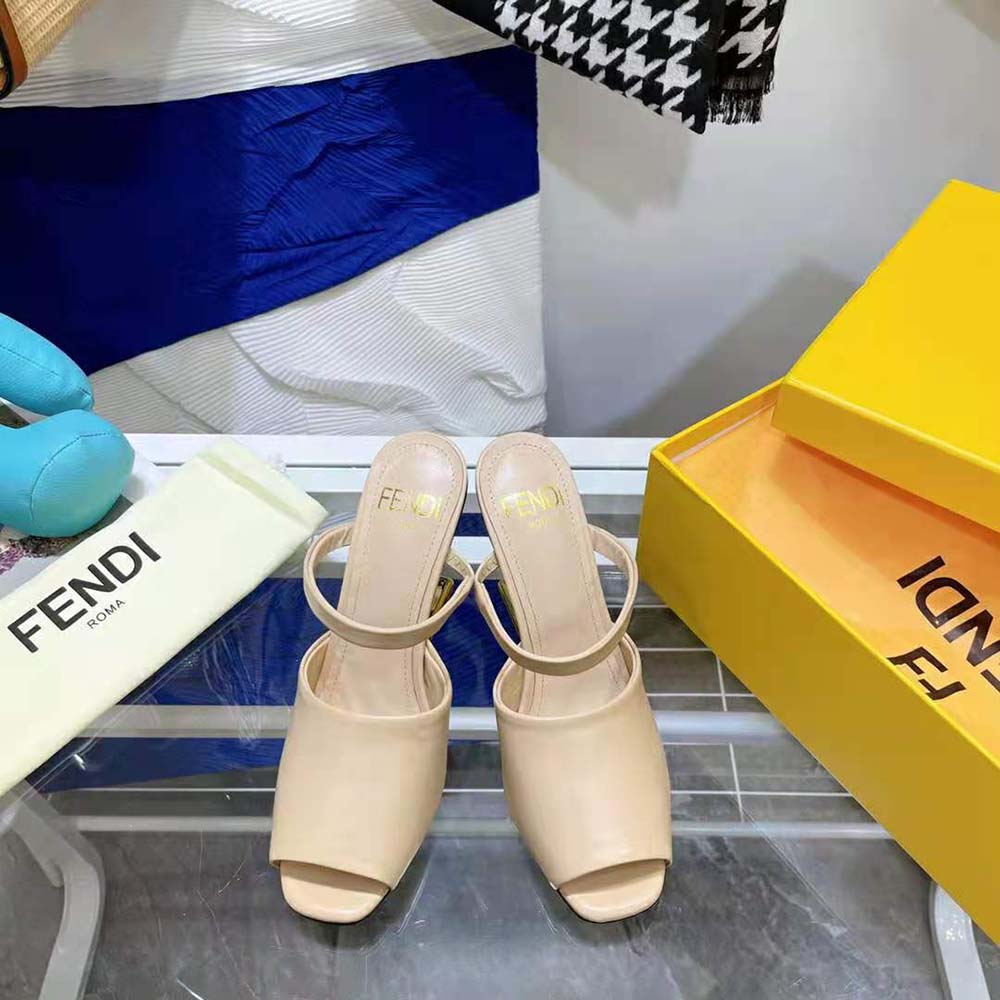Fendi Women First Pink Leather High-Heeled Sandals
