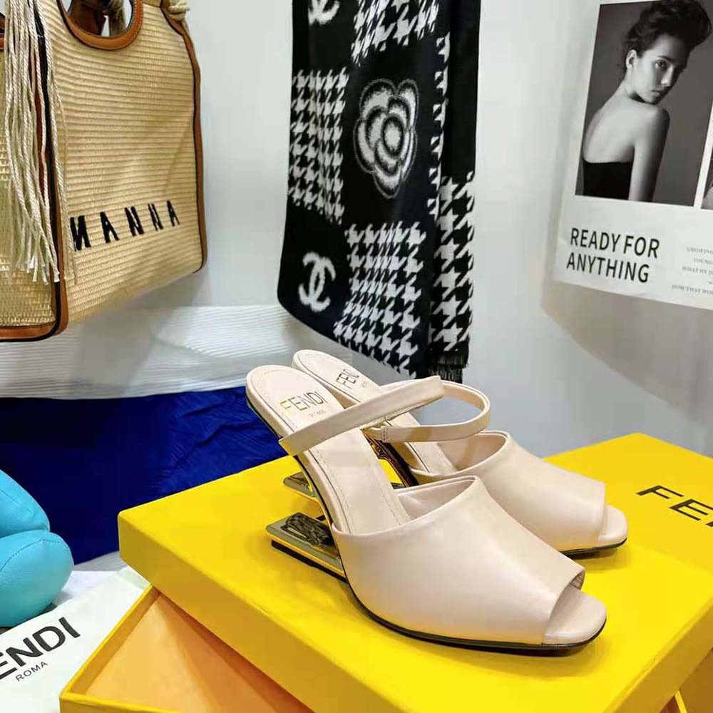 Fendi Women First Pink Leather High-Heeled Sandals