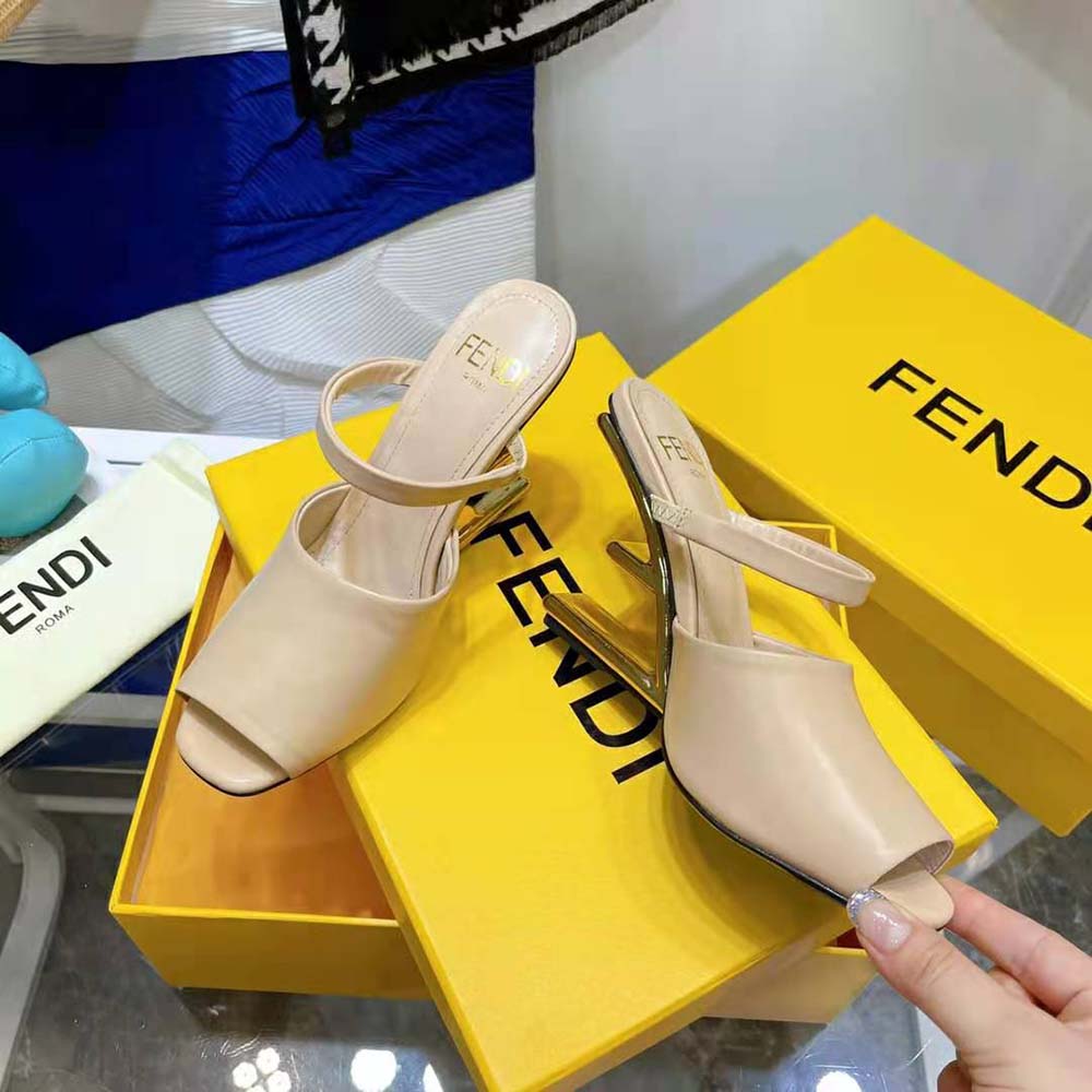 Fendi Women First Pink Leather High-Heeled Sandals