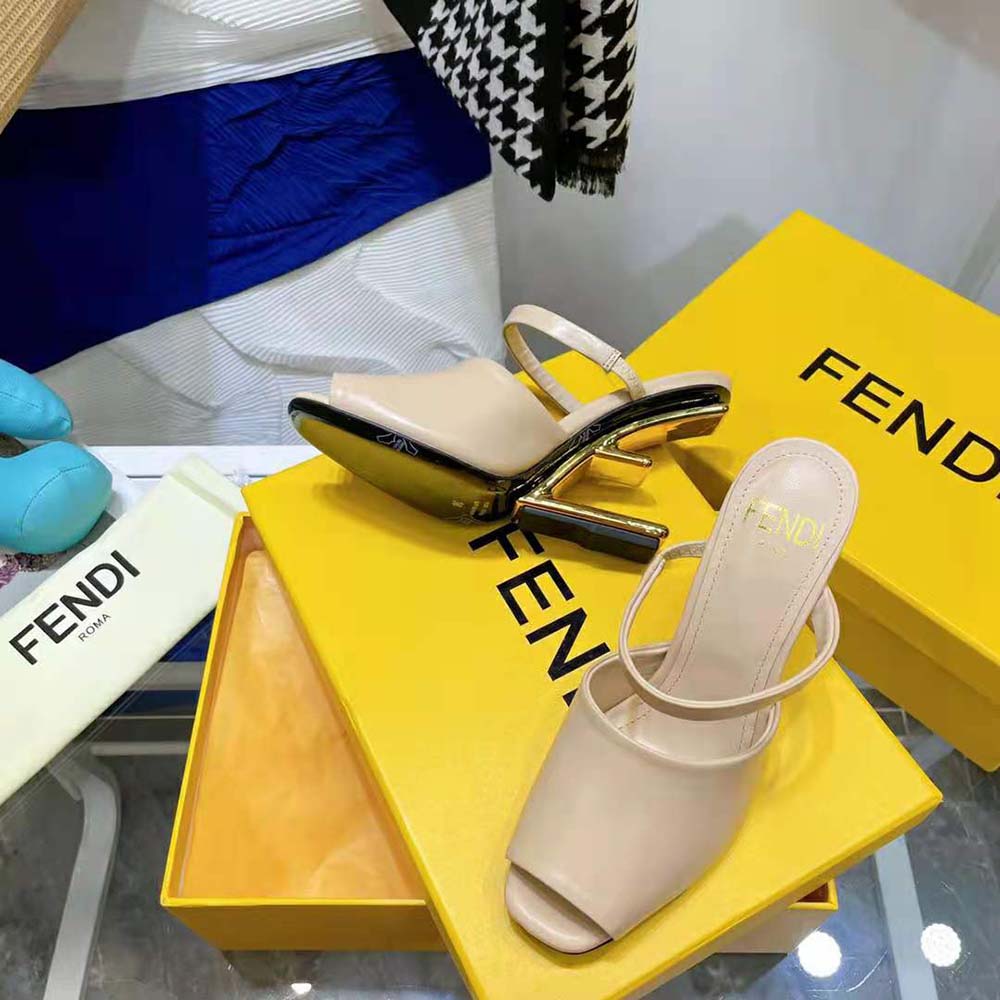 Fendi Women First Pink Leather High-Heeled Sandals