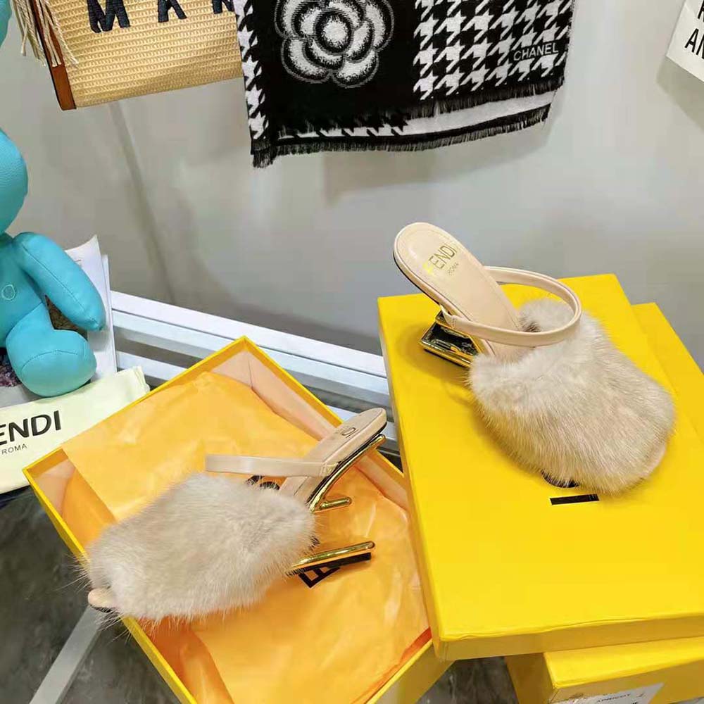 Fendi Women First Pink Mink High-Heeled Sandals