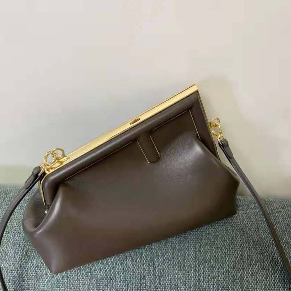 Fendi Women First Small Dark Brown Leather Bag
