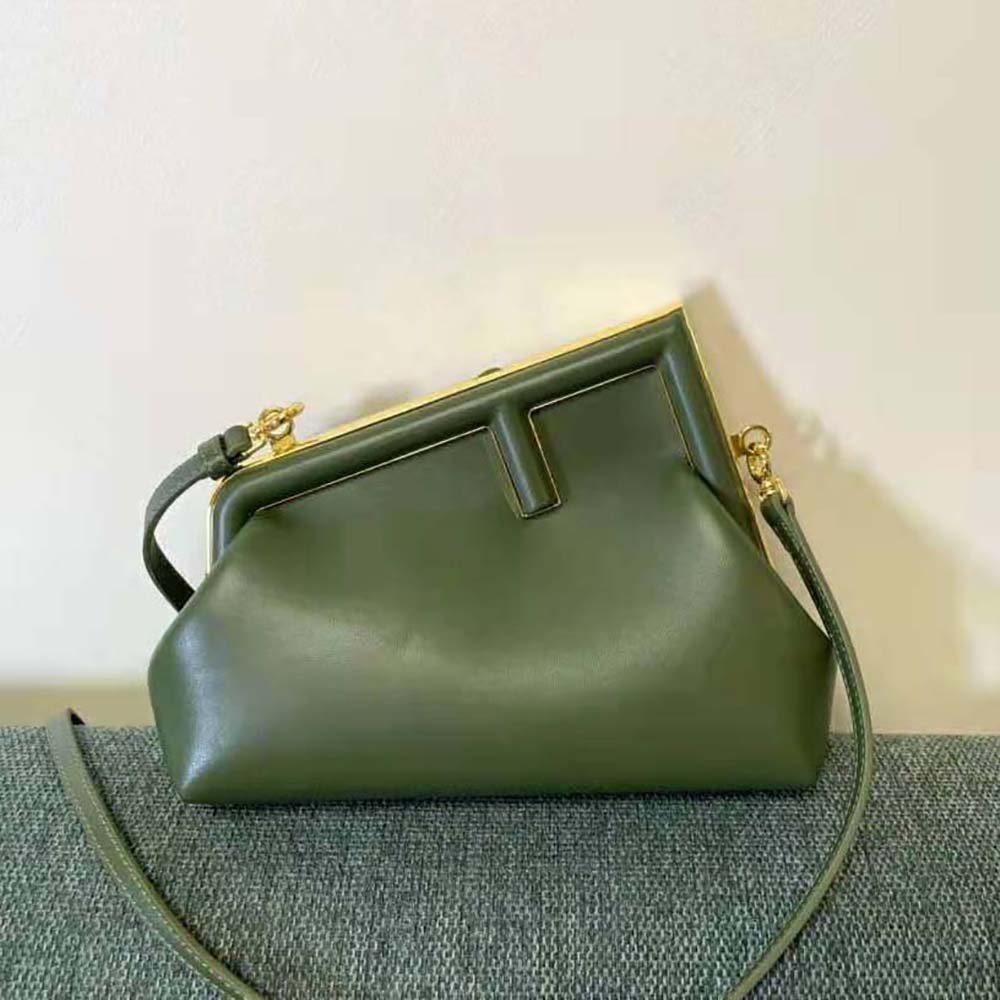 Fendi Women First Small Dark Green Leather Bag