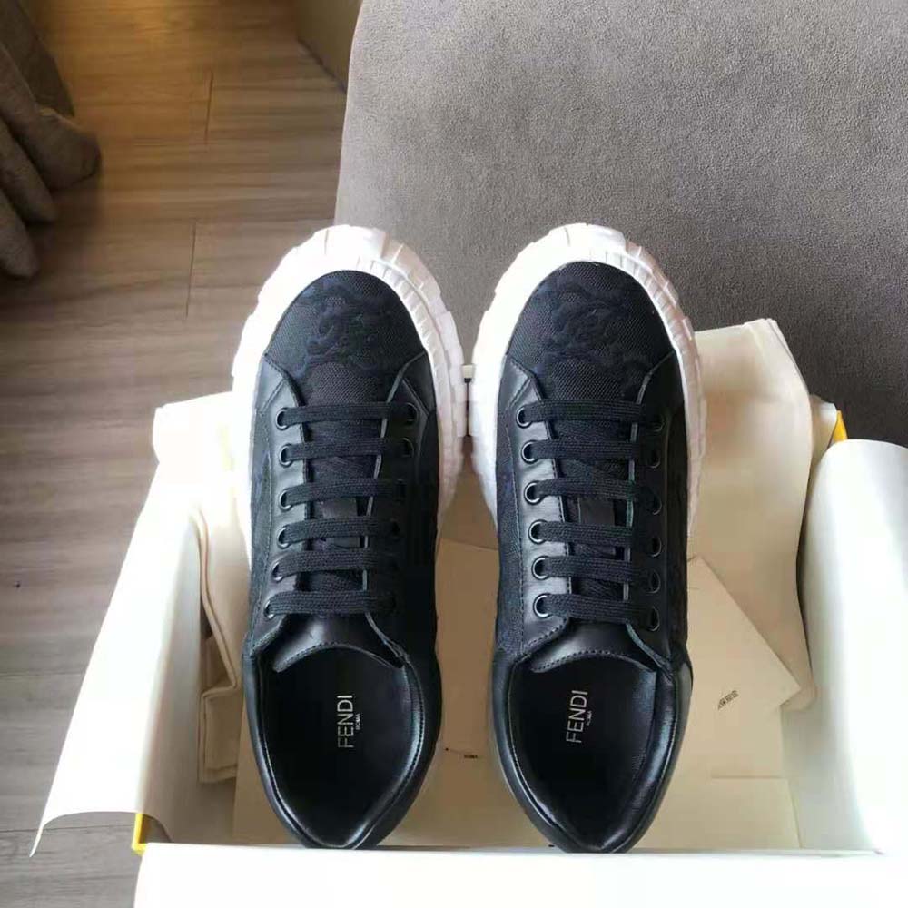 Fendi Women Force Black Fabric Low-Top Sneakers