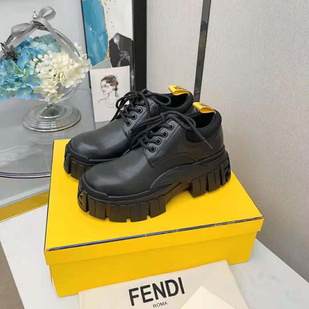 Fendi Women Force Black Leather Lace-ups