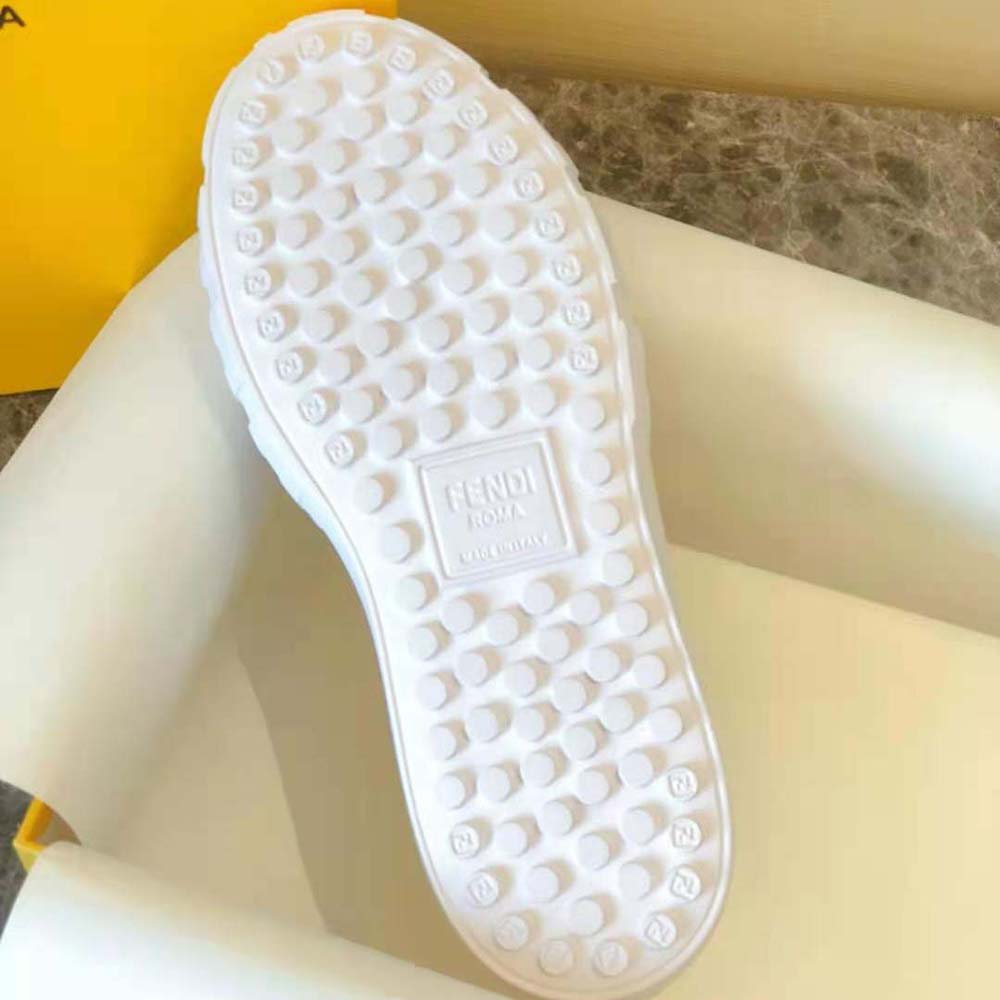 Fendi Women Force White Fabric Low-Top Sneakers