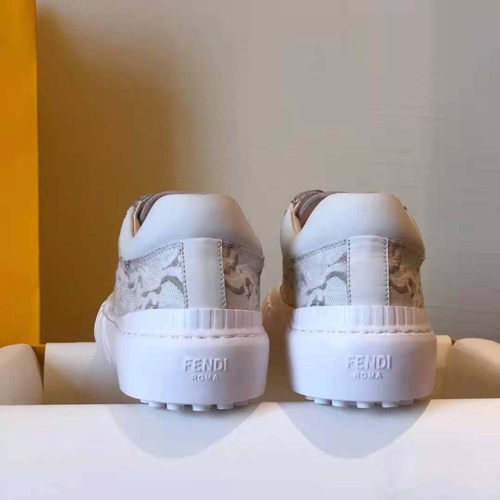 Fendi Women Force White Fabric Low-Top Sneakers