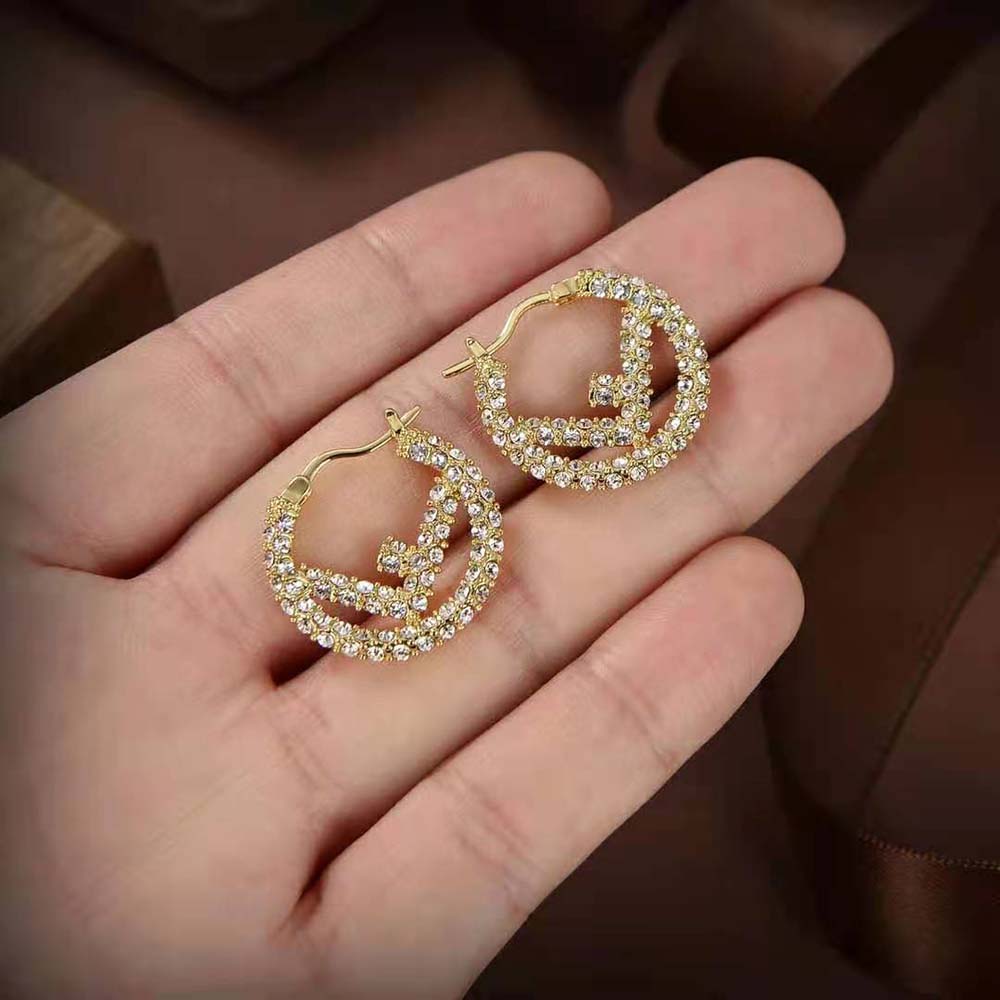 Fendi Women Hoop Earrings with F is Fendi Motif