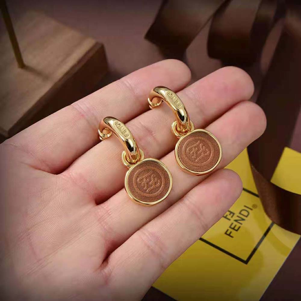 Fendi Women Karligraphy Earrings Gold-Colored