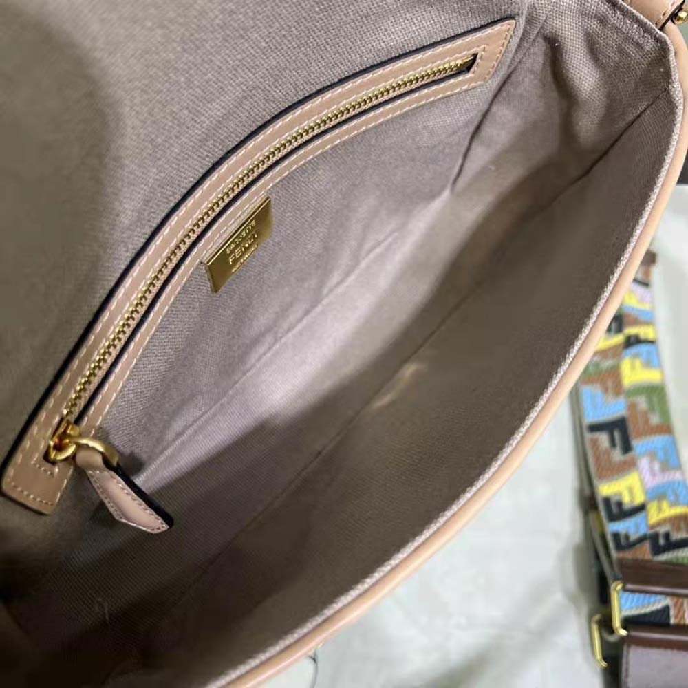 Fendi Women Lconic Medium Baguette Gray FF Canvas Bag