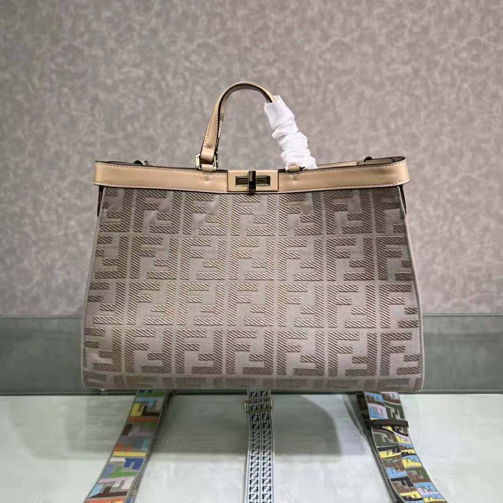 Fendi Women Medium Peekaboo X-Tote Gray Canvas Bag