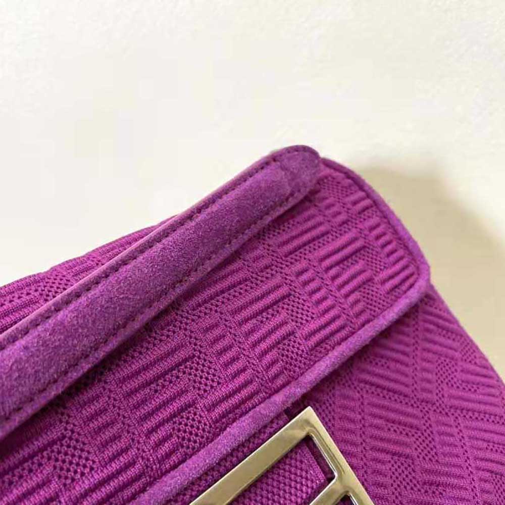Fendi Women Midi Baguette Chain FF Fabric Bag-Purple