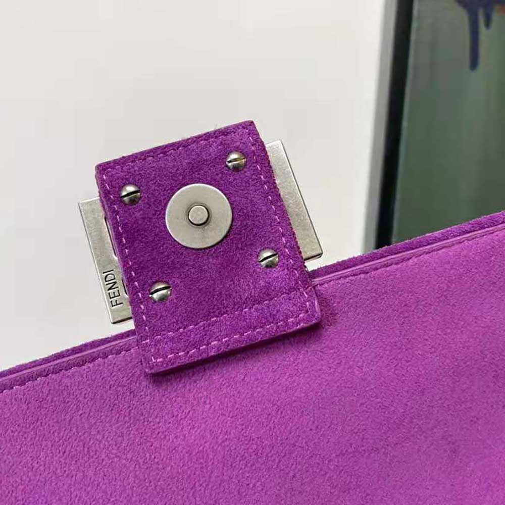 Fendi Women Midi Baguette Chain FF Fabric Bag-Purple