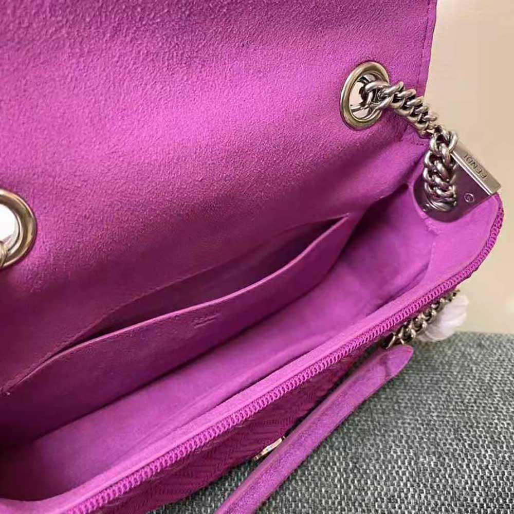 Fendi Women Midi Baguette Chain FF Fabric Bag-Purple