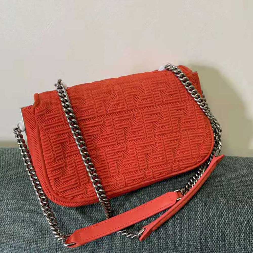 Fendi Women Midi Baguette Chain FF Fabric Bag-Red