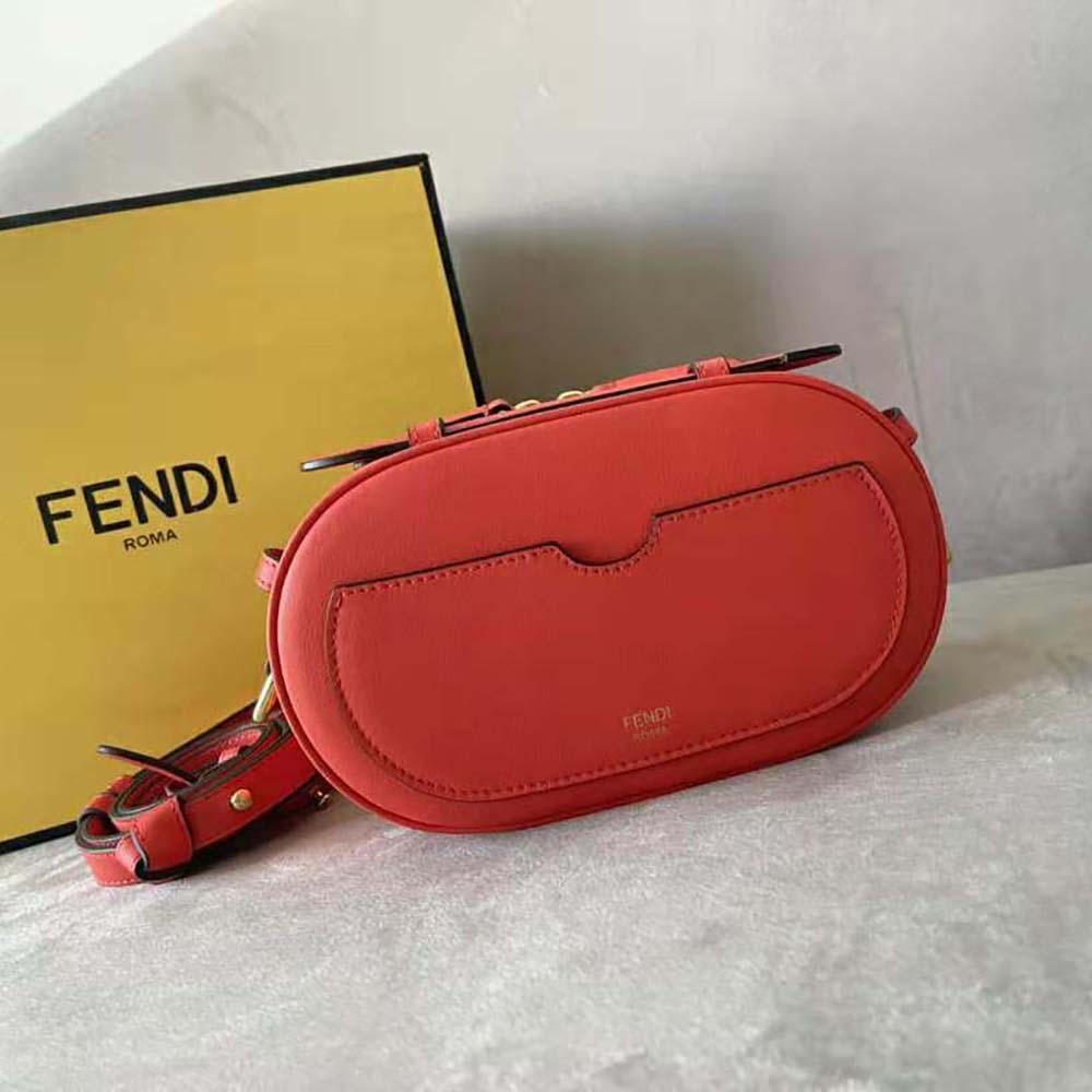 Fendi Women Mini Camera Case Red Leather and Suede Mini-Bag