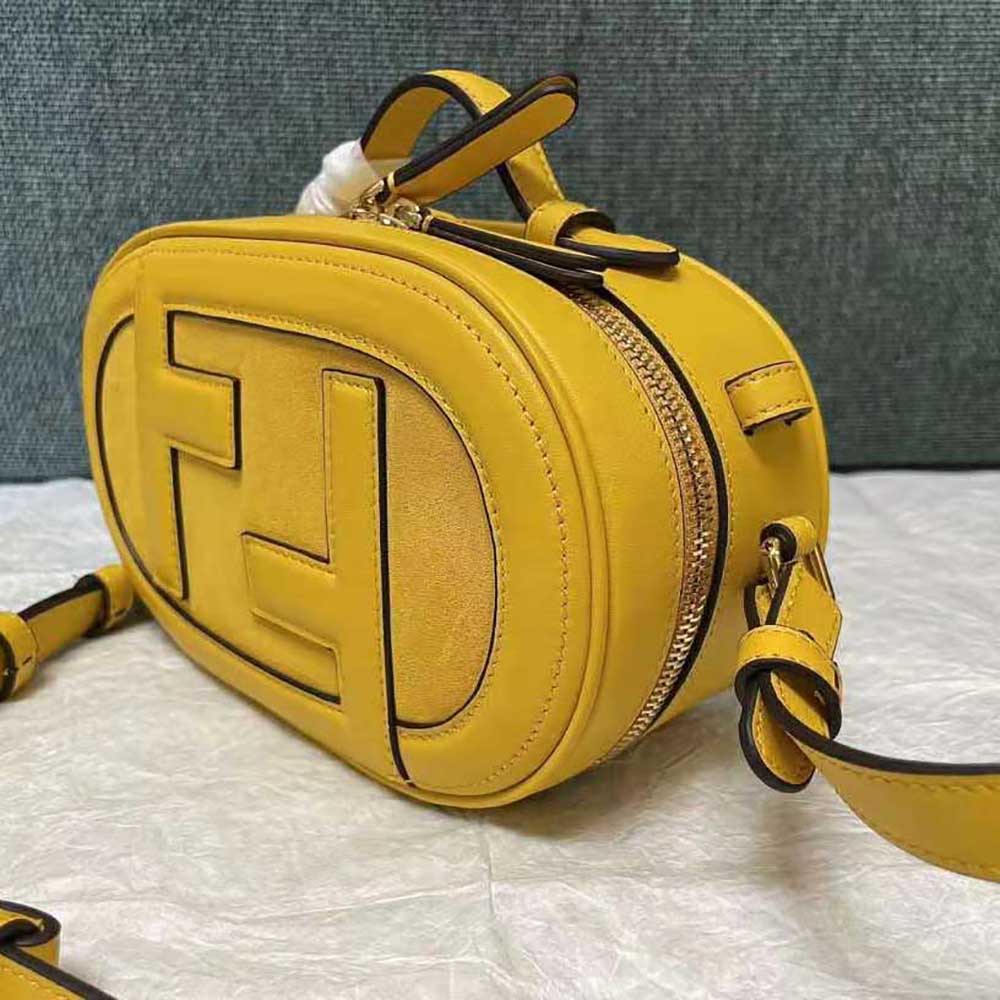 Fendi Women Mini Camera Case Yellow Leather and Suede Mini-Bag