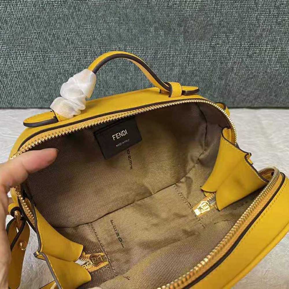 Fendi Women Mini Camera Case Yellow Leather and Suede Mini-Bag
