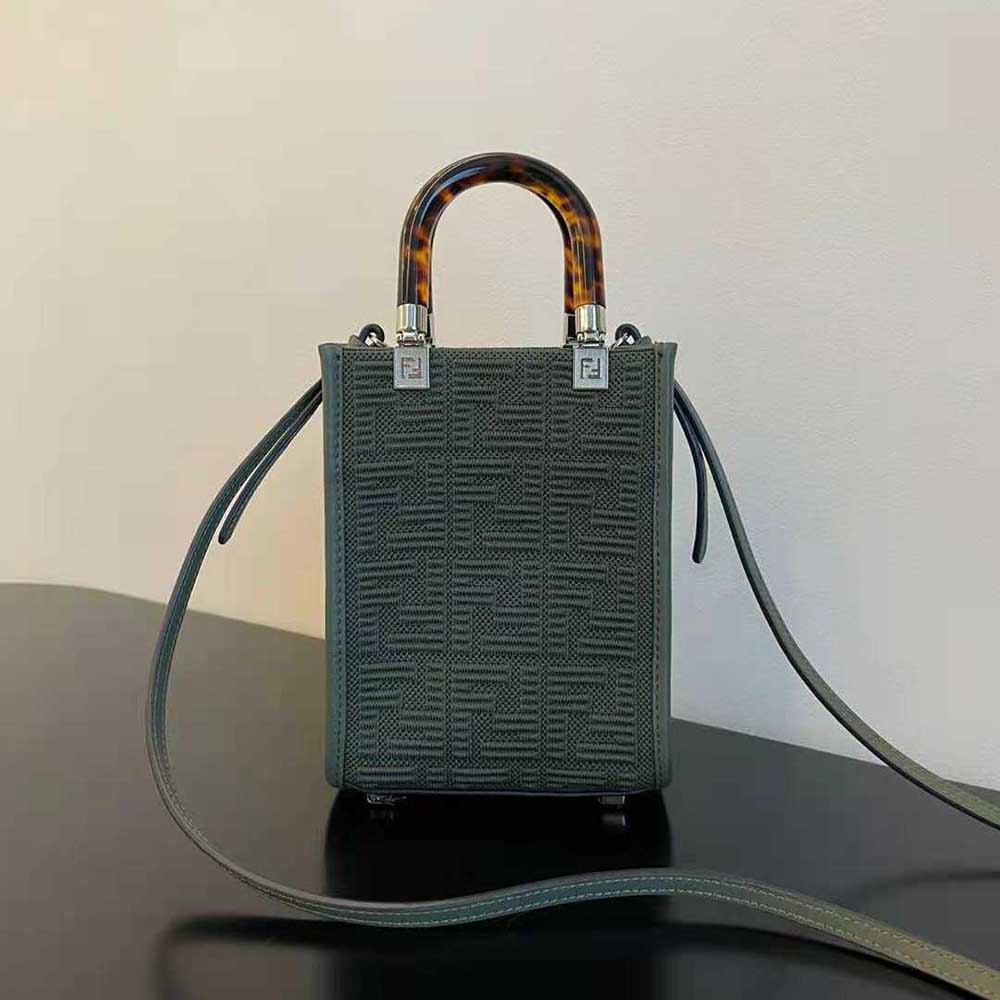 Fendi Women Mini Sunshine Shopper Green FF Fabric Mini-Bag