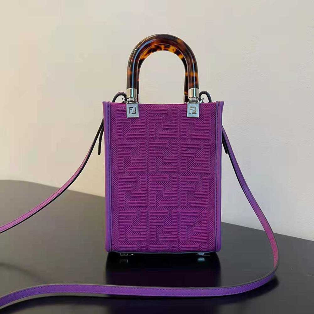 Fendi Women Mini Sunshine Shopper Purple FF Fabric Mini-Bag