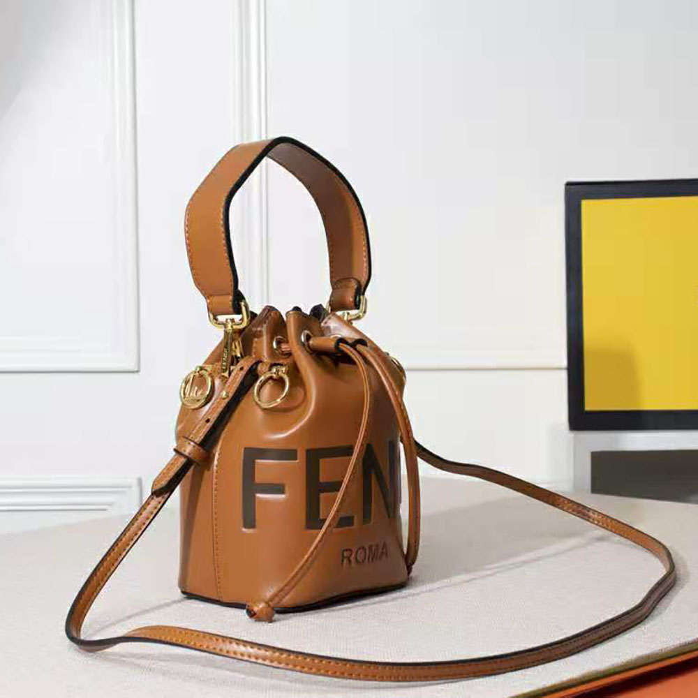 Fendi Women Mon Tresor Leather Mini Bag-Brown