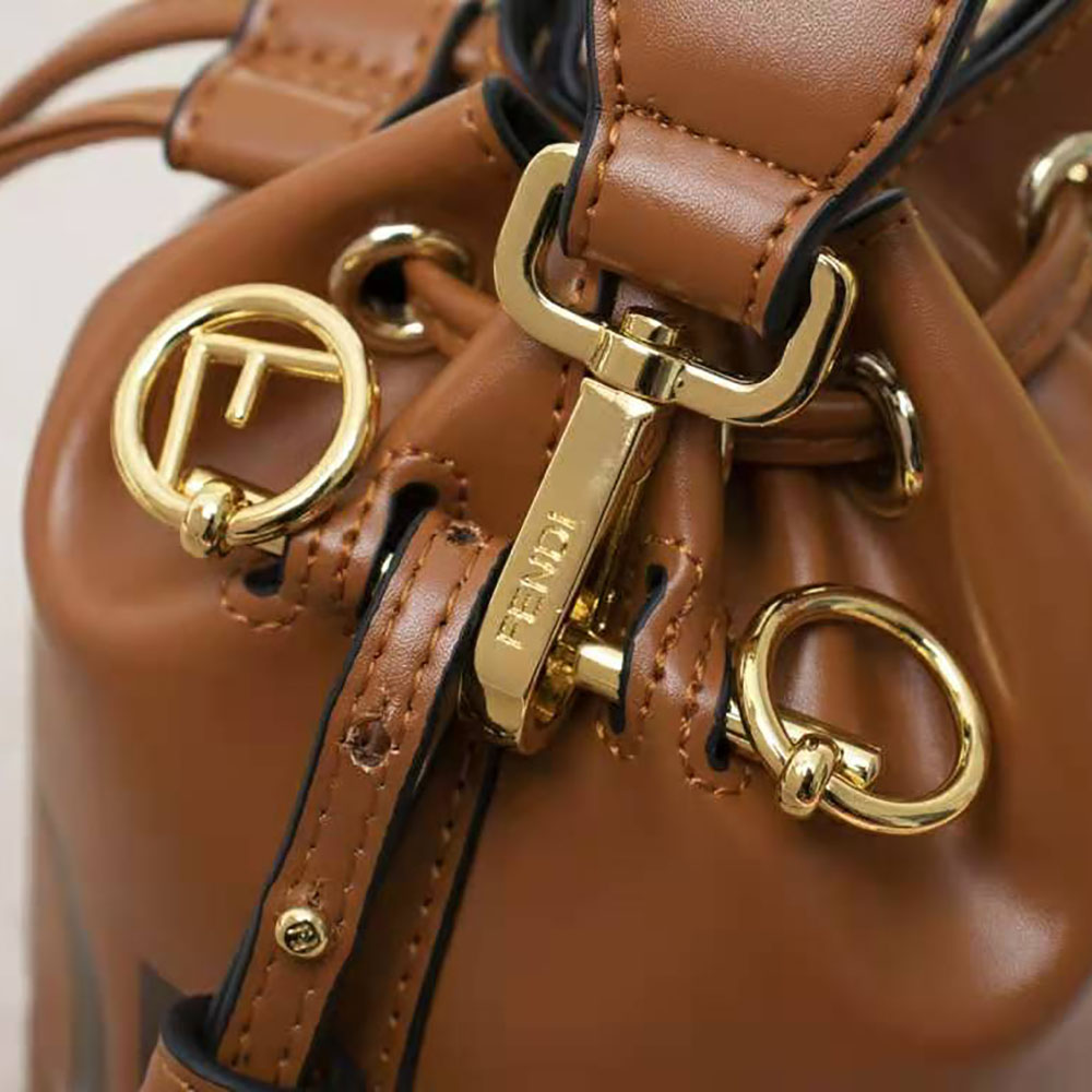 Fendi Women Mon Tresor Leather Mini Bag-Brown
