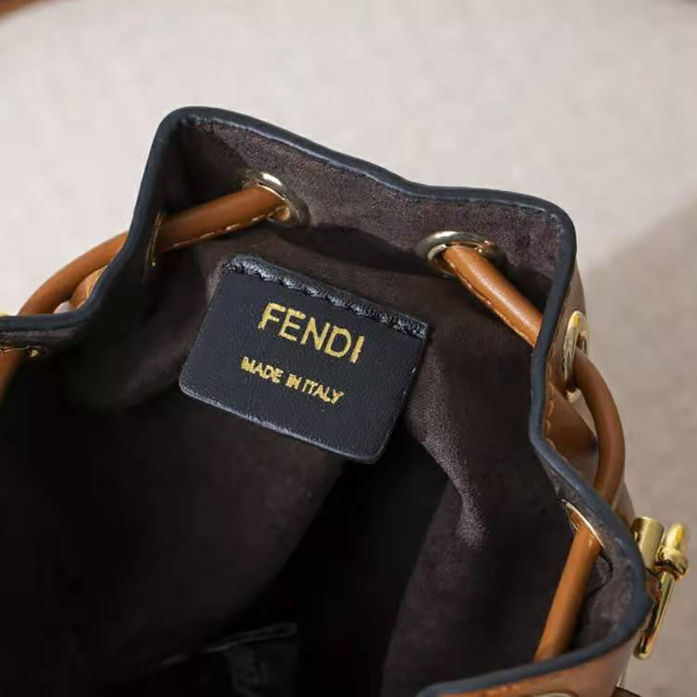 Fendi Women Mon Tresor Leather Mini Bag-Brown
