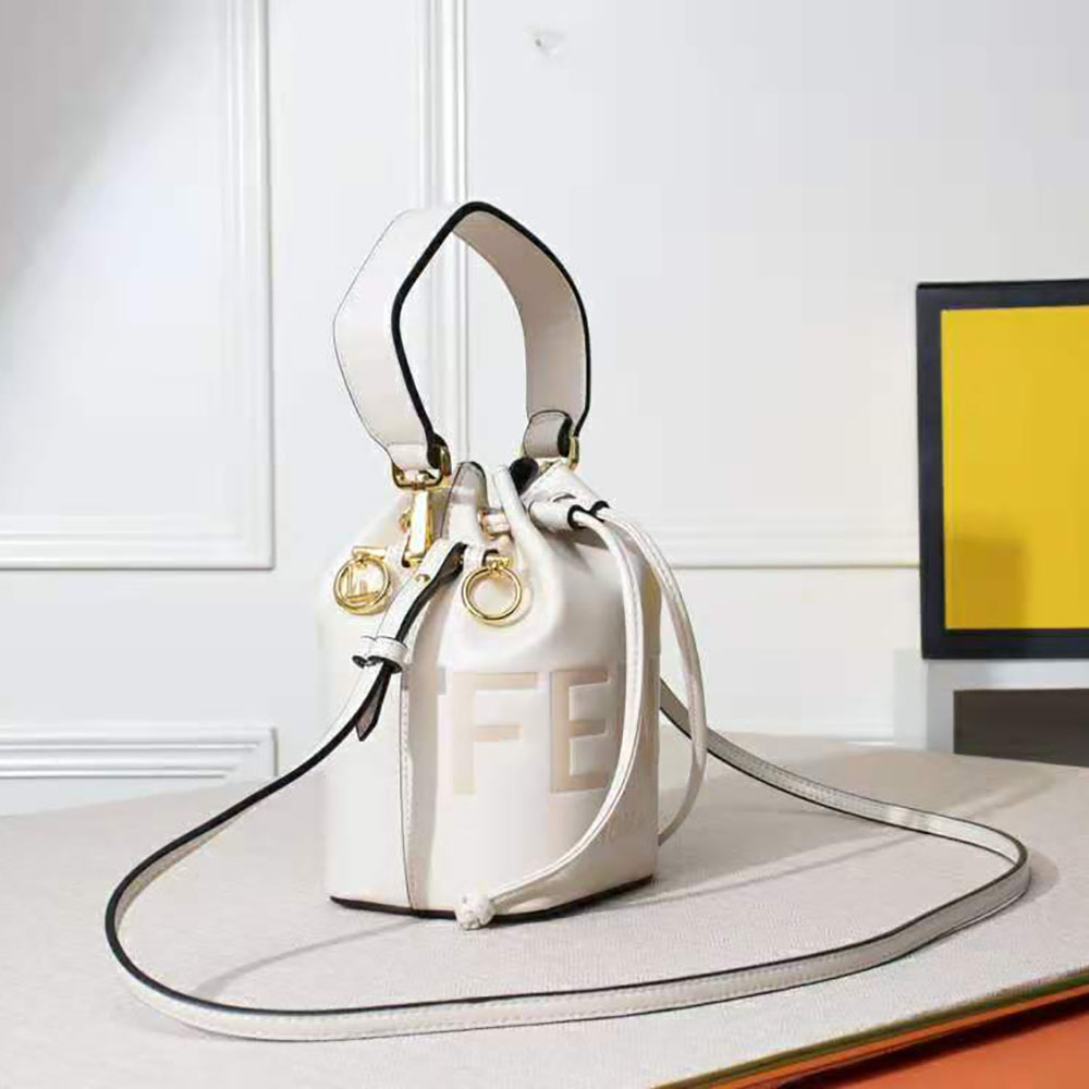 Fendi Women Mon Tresor Leather Mini Bag-White