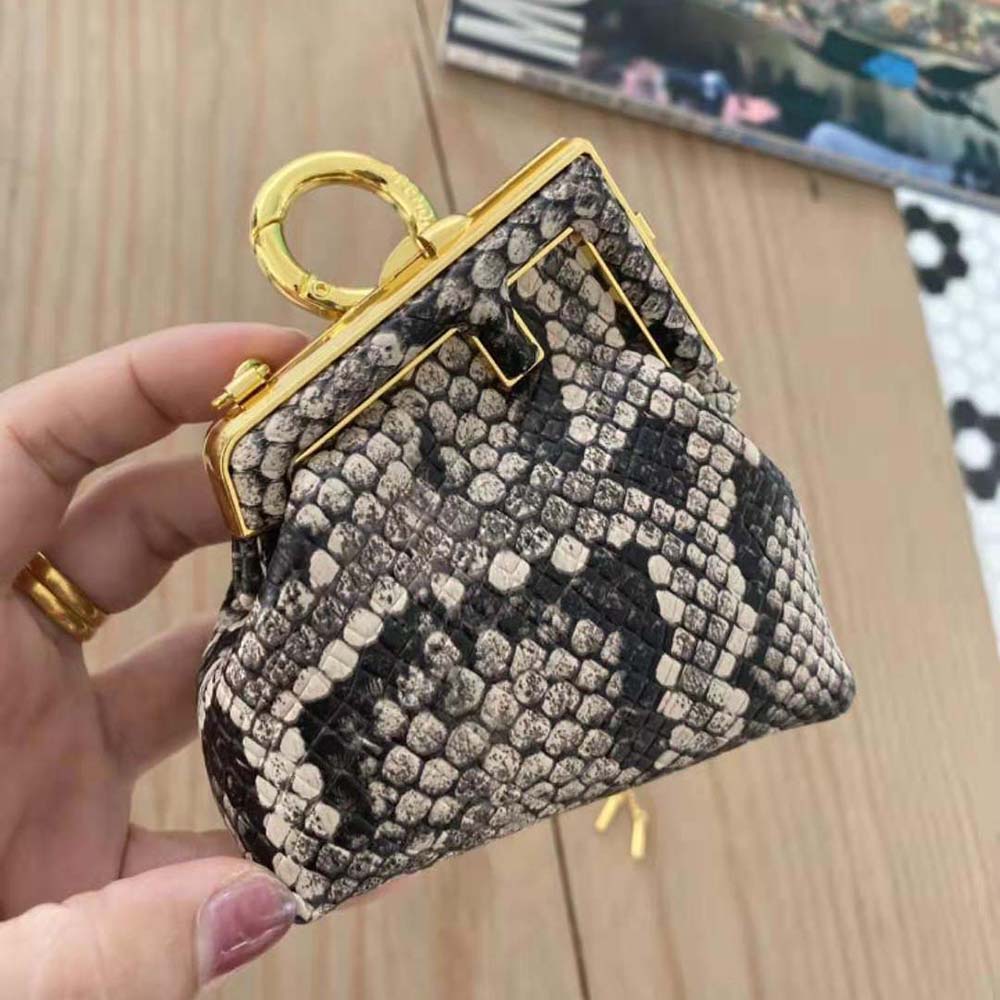 Fendi Women Nano Fendi First Charm Brown Elaphe Charm