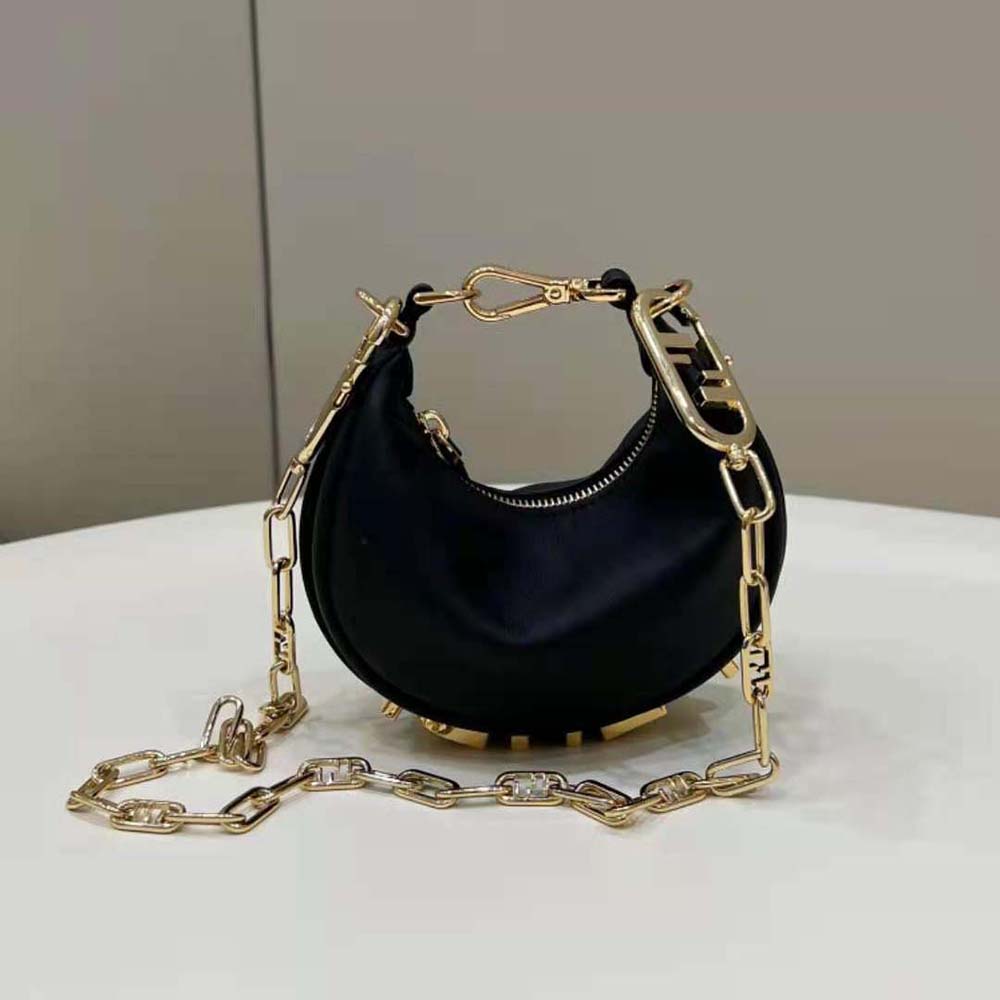 Fendi Women Nano Fendigraphy Black Leather Charm