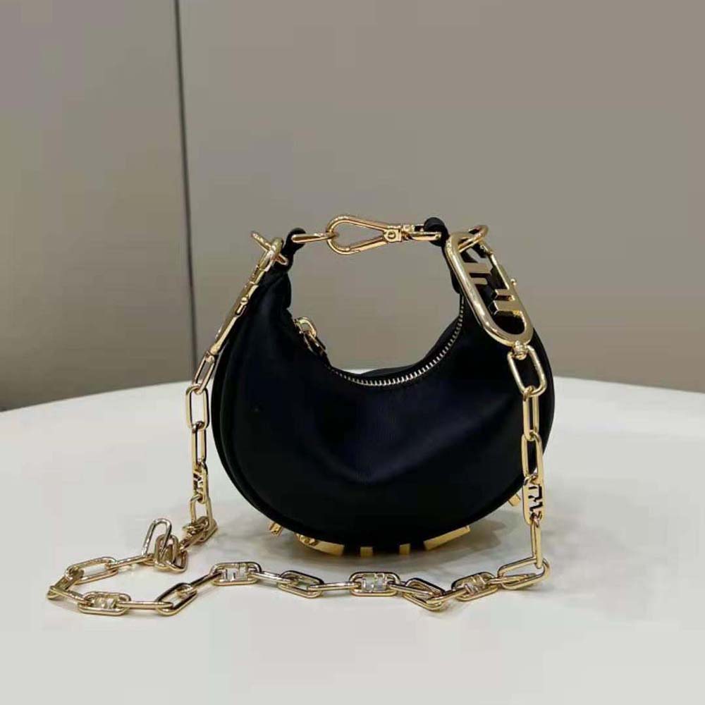 Fendi Women Nano Fendigraphy Black Leather Charm
