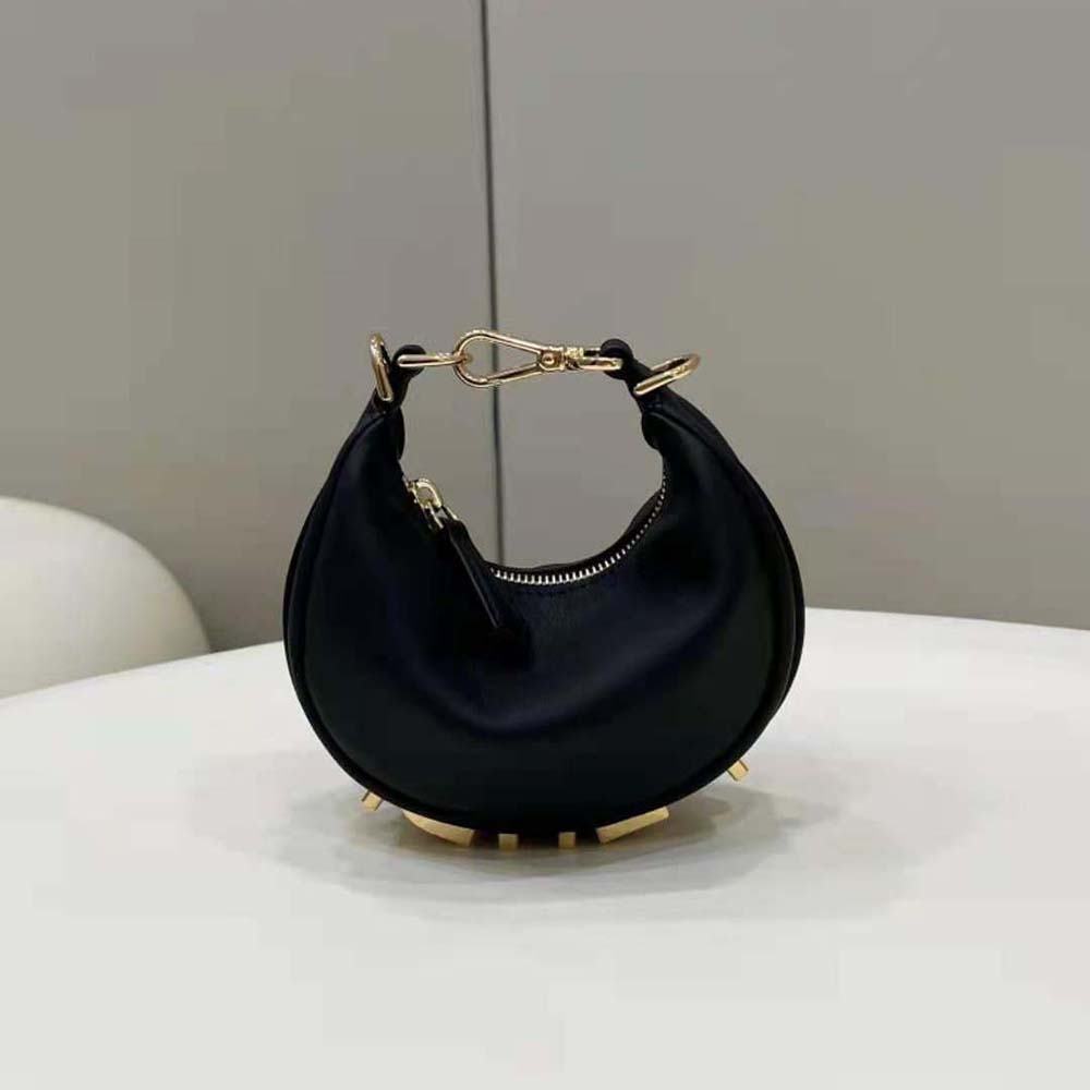 Fendi Women Nano Fendigraphy Black Leather Charm