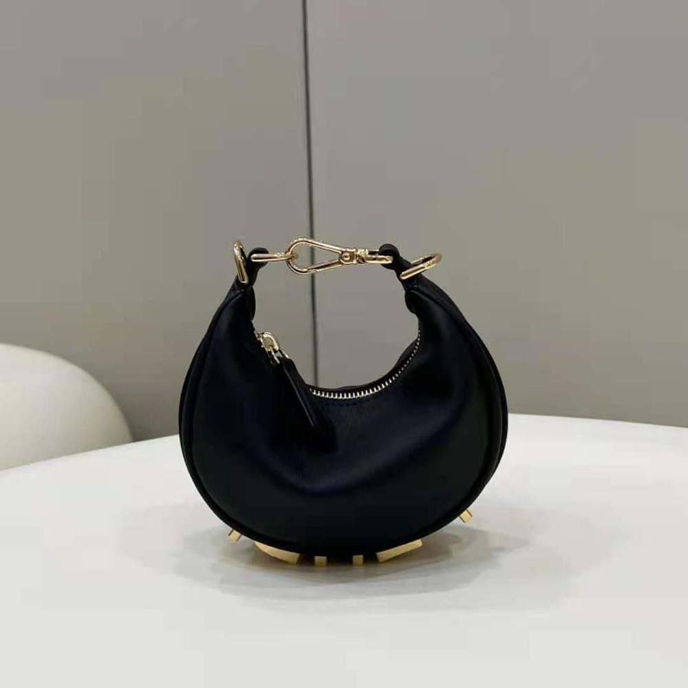 Fendi Women Nano Fendigraphy Black Leather Charm