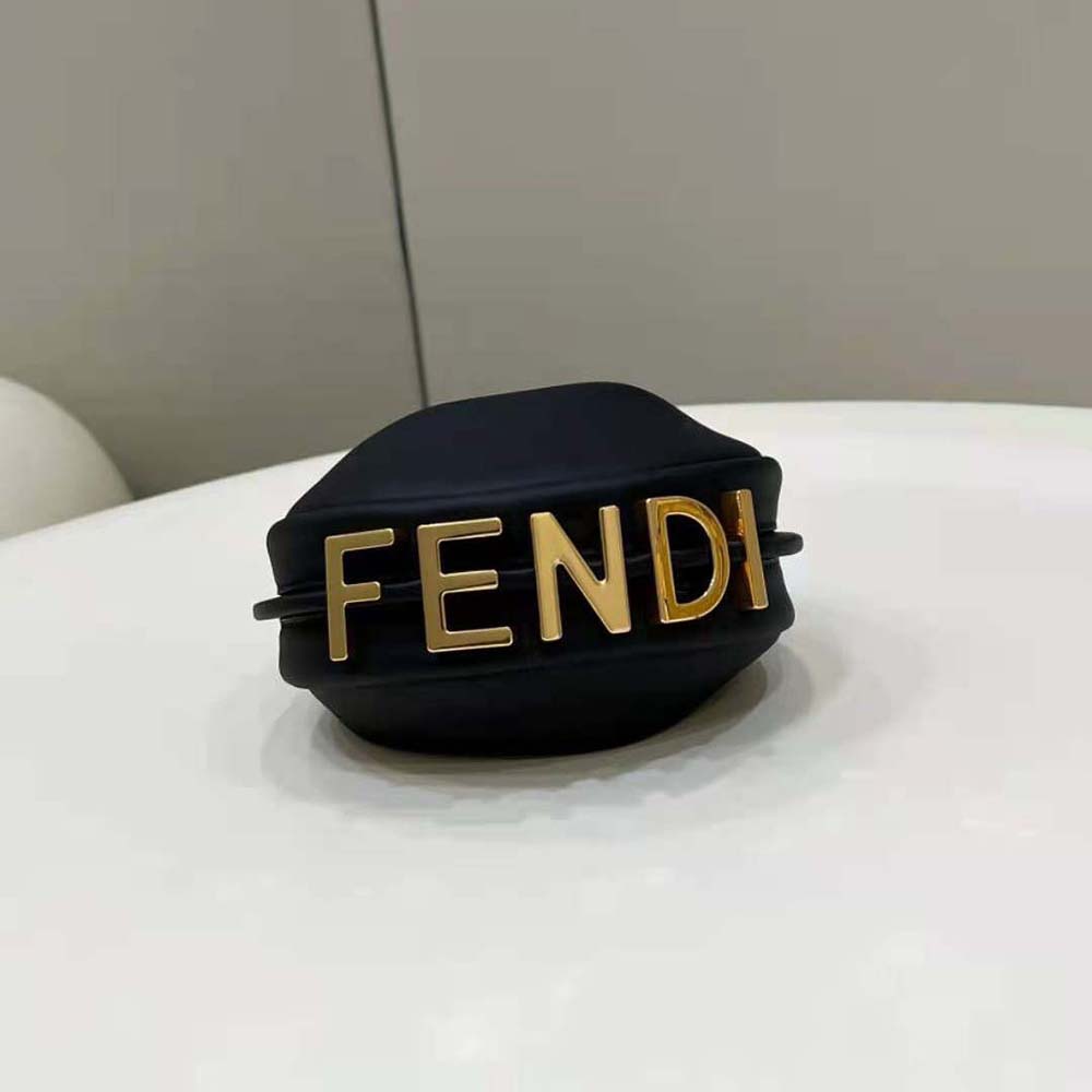 Fendi Women Nano Fendigraphy Black Leather Charm