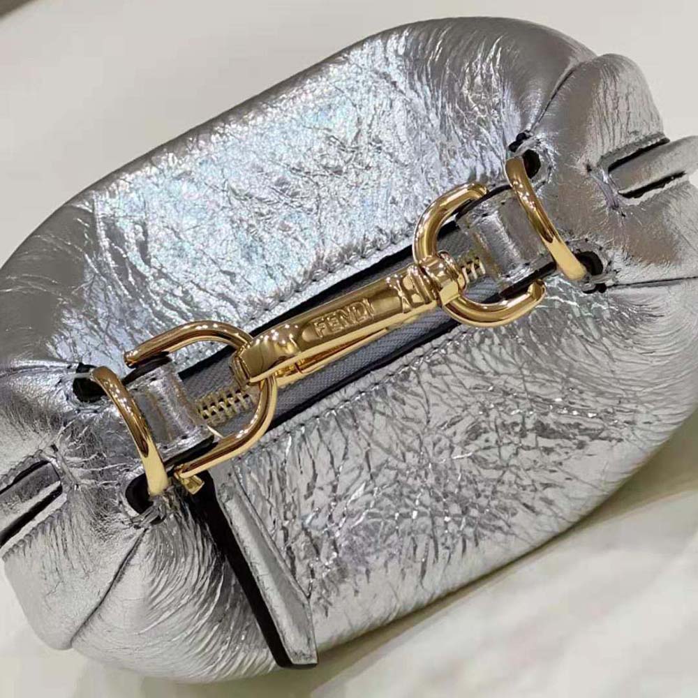 Fendi Women Nano Fendigraphy Silver Leather Charm