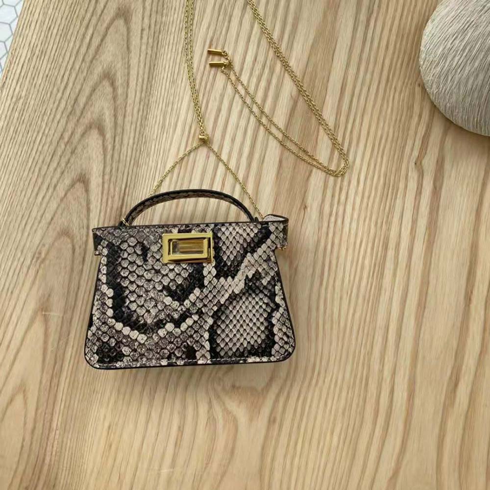 Fendi Women Nano Peekaboo Charm Brown Python Charm