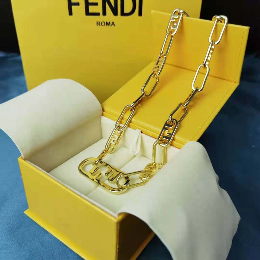 Fendi Women Necklace with Fendi OLock Mesh and Oval Clip