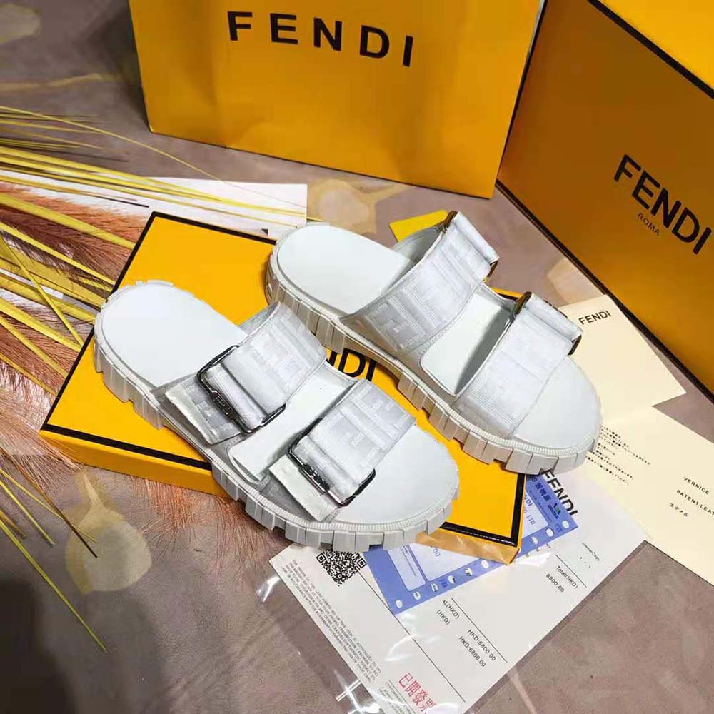 Fendi Women Sandals White Fabric Sandals