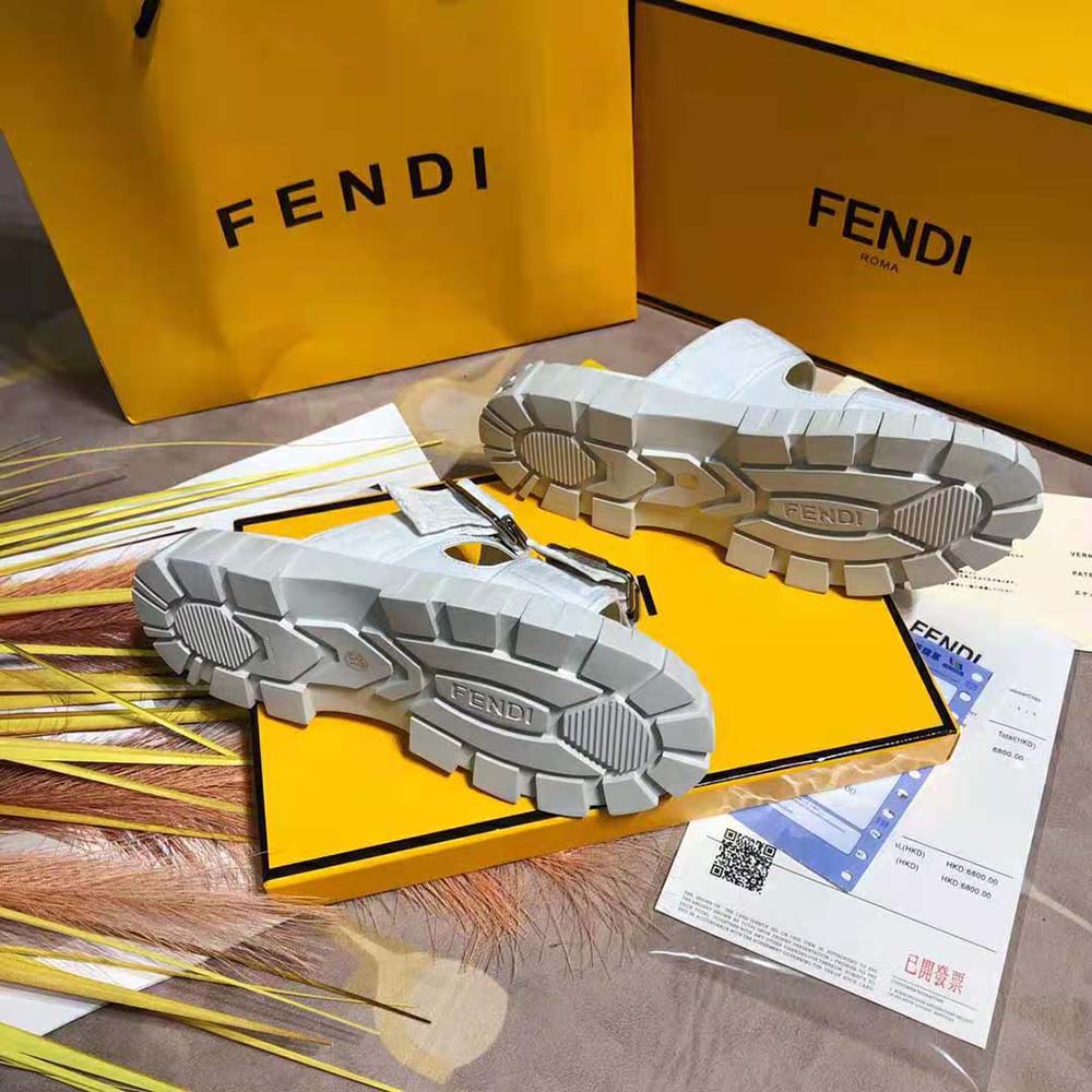 Fendi Women Sandals White Fabric Sandals