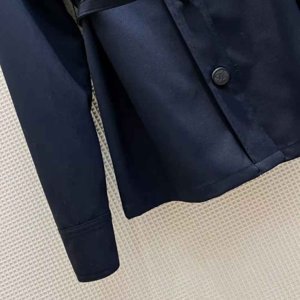 Fendi Women Single-Breasted Blue Wool Go-To Jacket