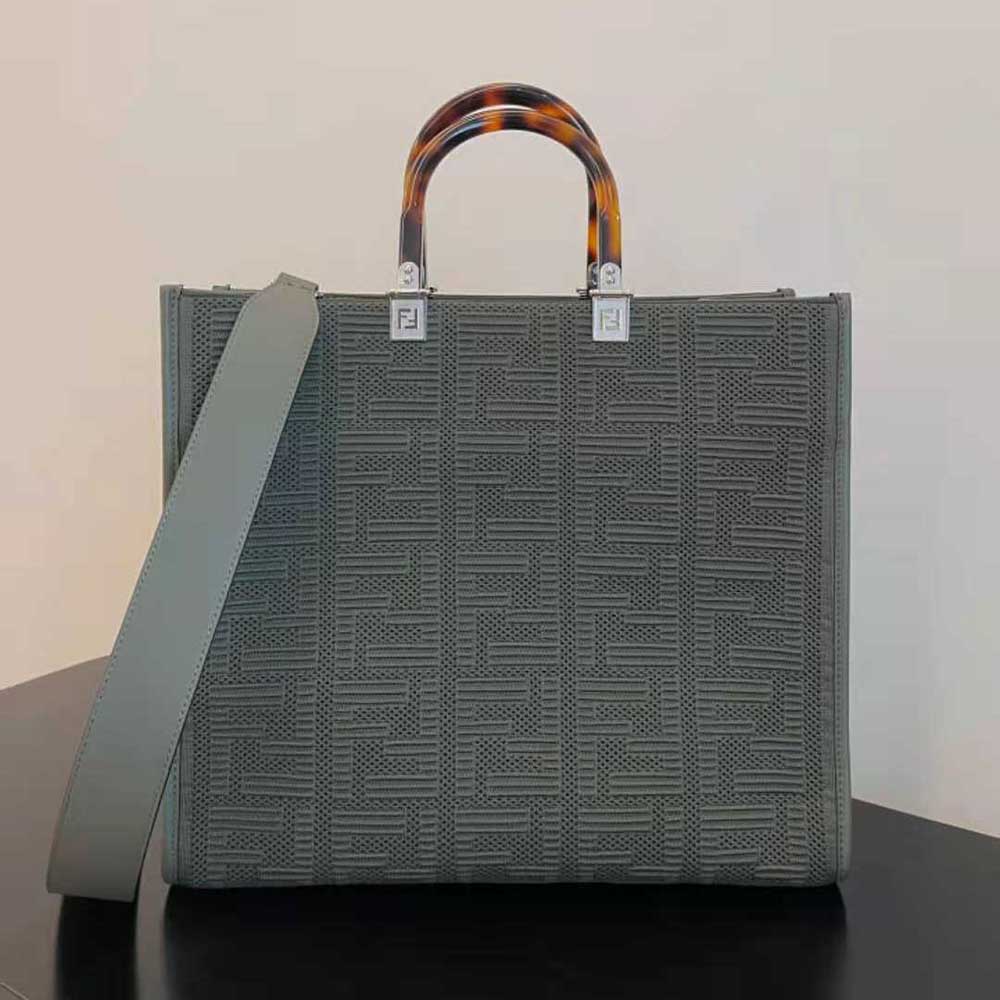 Fendi Women Sunshine Medium FF Fabric Shopper-Green
