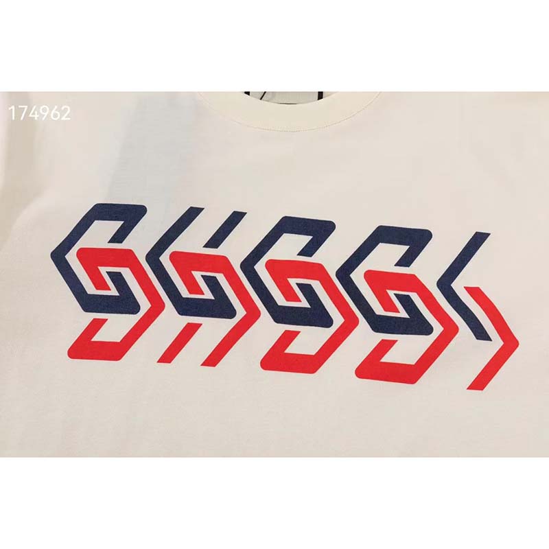 G*u*i gg men cotton jersey t-shirt beige G*u*i mirror print crewneck oversize fit