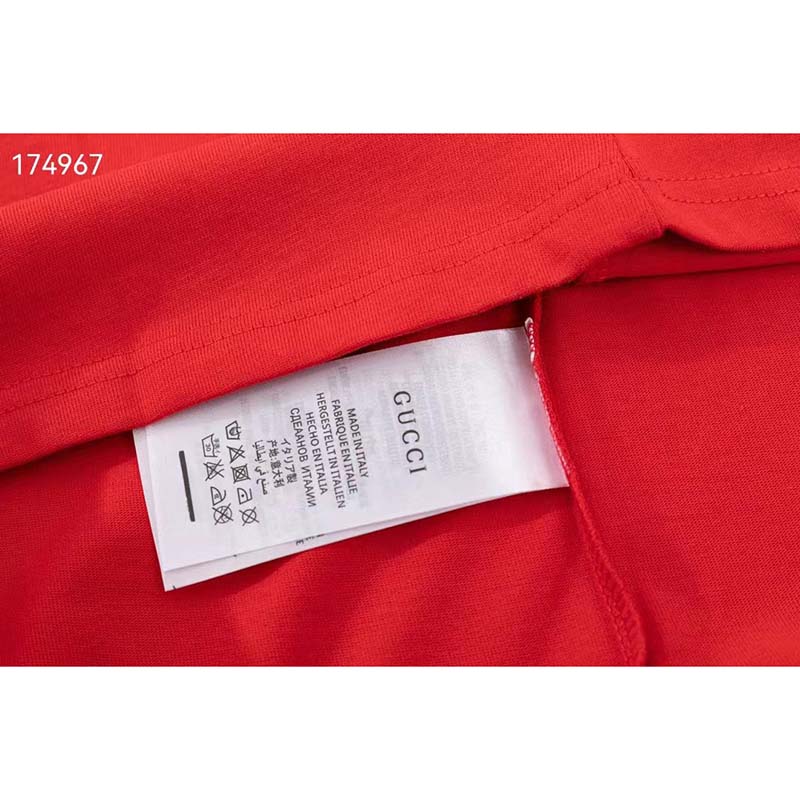 G*u*i gg women cotton jersey t-shirt red G*u*i mirror print crewneck oversize fit