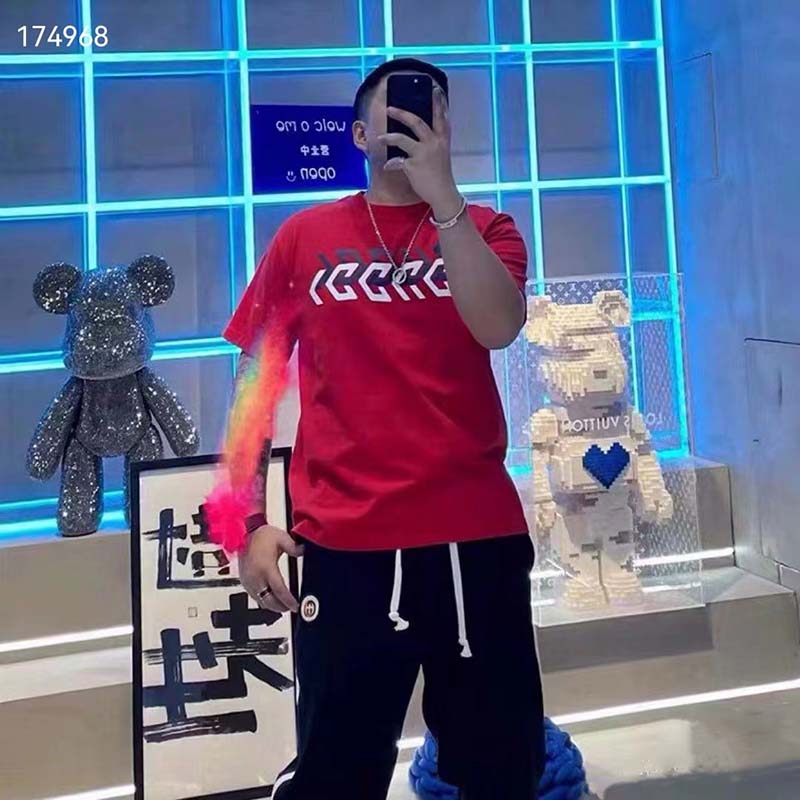 G*u*i gg men cotton jersey t-shirt red G*u*i mirror print crewneck oversize fit