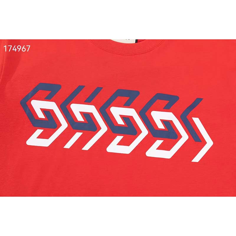 G*u*i gg women cotton jersey t-shirt red G*u*i mirror print crewneck oversize fit